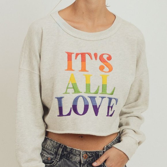 It's All Love Rainbow Embroidered Pullover - Picture 2 of 6